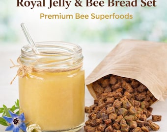 Set/pacco di pappa reale 50 g / pane d'api 200 g – Pacchetto di superalimenti freschi d'api – Supporto immunitario naturale – Perga cruda/pappa reale – Regalo benessere