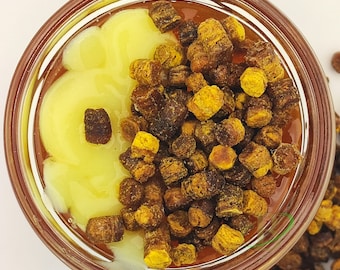 Hoge kwaliteit honingmix (honing, koninginnengelei en bijenbrood) Mix (180gr - 6,34 OZ), luxe honing