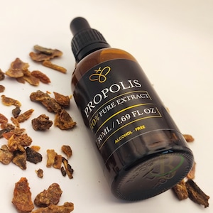 Natural Bee Propolis tincture, alcohol free, made with raw propolis, Propolis extract 10% - 30ml.