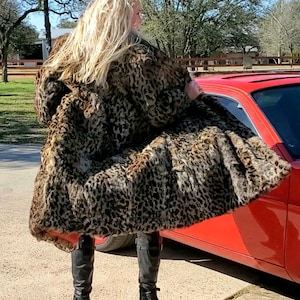 Super Soft Leopard Print Rabbit Fur Coat sz Medium image 4