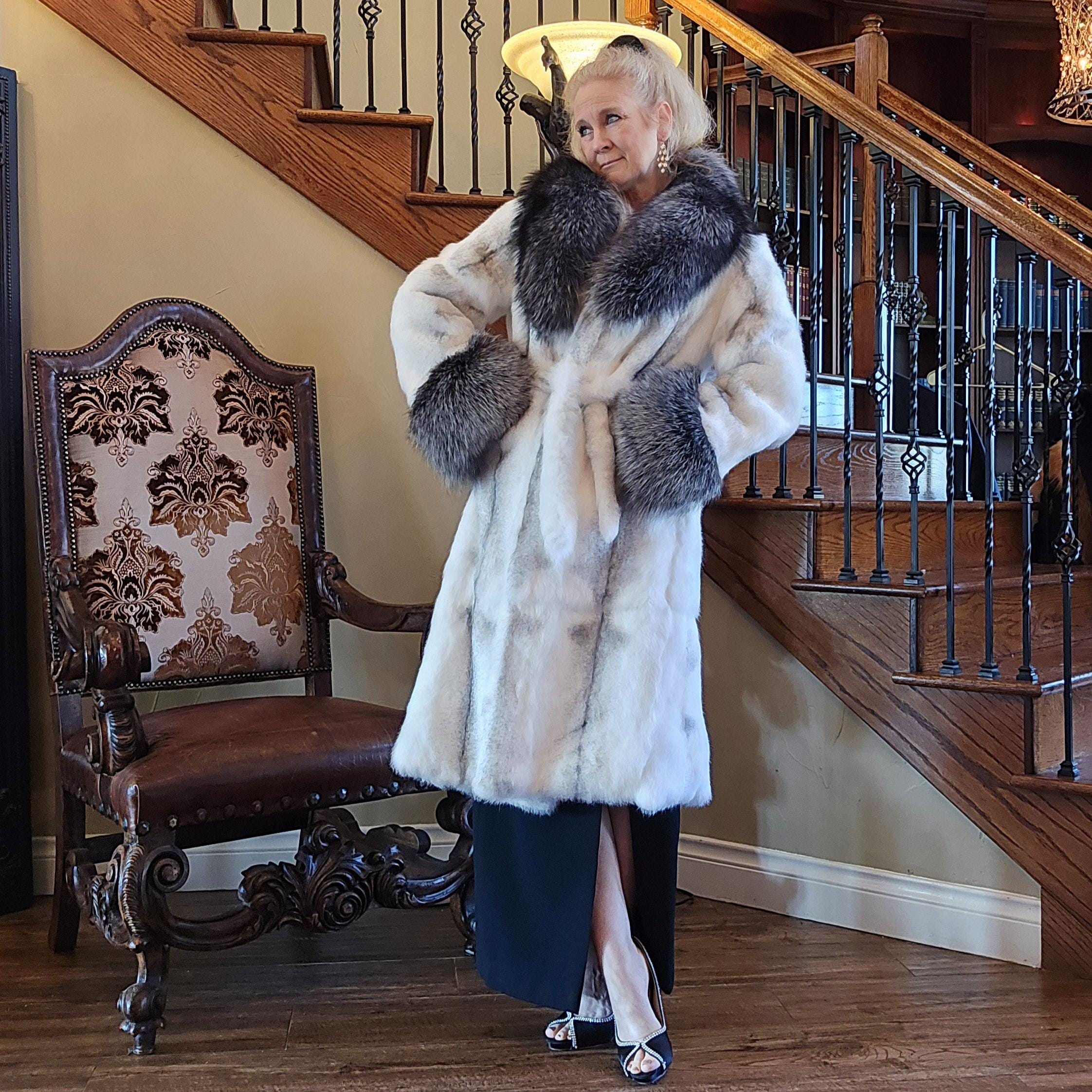 贅沢なロングラビット＆フォックスファーコート L/XL - Etsy 日本