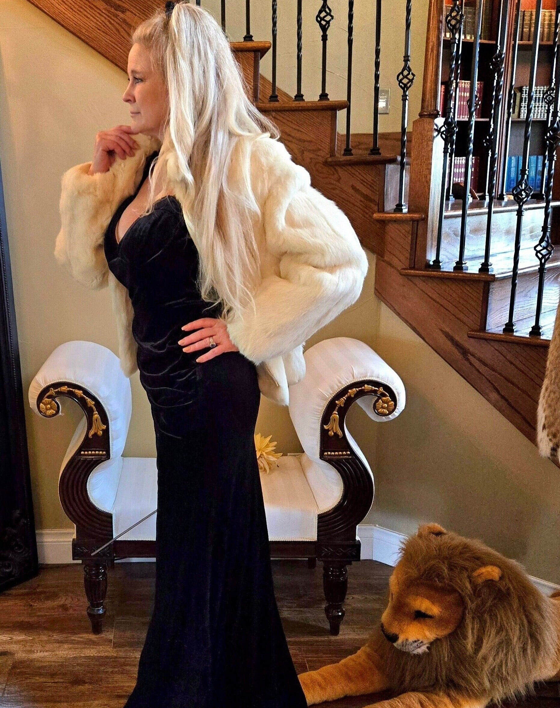 Soft Ivory Rabbit Fur Coat Sz L