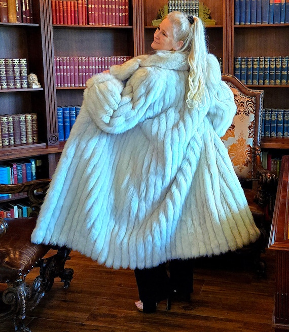 Unique, Full Length Ivory Fox Fur Coat