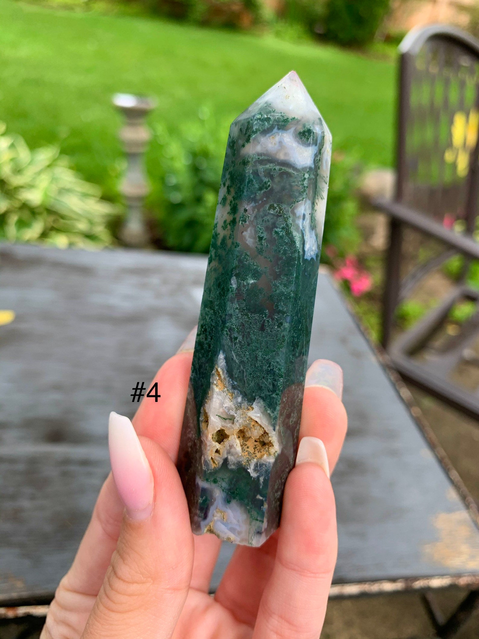 Druzy moss agate towers. Moss agate crystal tower. Green | Etsy