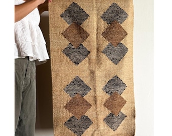 Handmade Argentine Wool Rug - Handwoven Area Rug tapestry - Minimalist Wall Hanging - Organic Neutral Textile - 100% Virgin Wool - loom