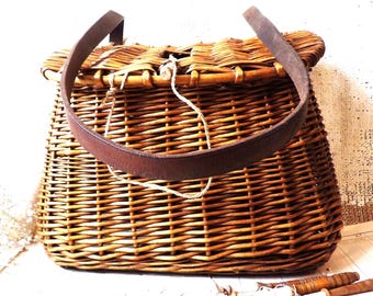 籐の入れ子式バスケット：蝶番付きボヘミアン風ファームハウス