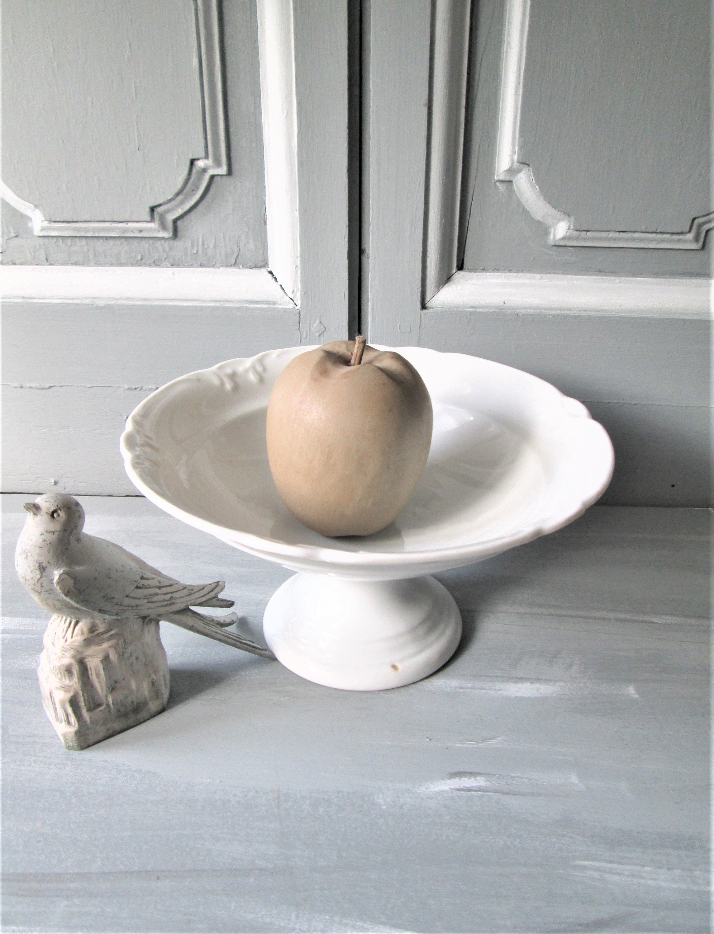 Ancien Français Stand de Fruits en Pierre Fer à La Fin Des Années 1800 Bol Pieds Antique Fourre-Tout