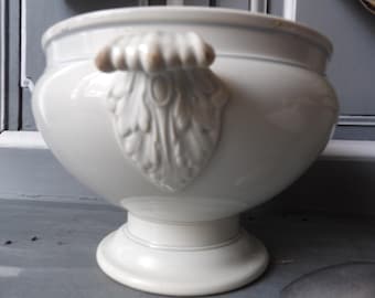 Antique French Ironstone Soup Tureen, Creil et Montereau, Acorn Lid