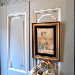 Antique French engraving circa 1924 French engraving portrait framed in England Empire female lady&#39;s portrait.