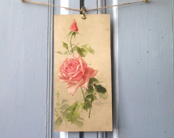 Vers 1890 C. Klein (Katarina Klein) Lithographie française roses sans cadre.