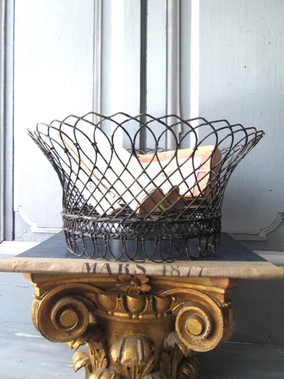 Fabulous Pair of French Urn Form Wire Planters Fabulous Pair of French Urn Form Wire Planters