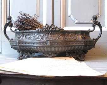Antique French Jardiniere Napoleon III Ornate Planter, spelter.