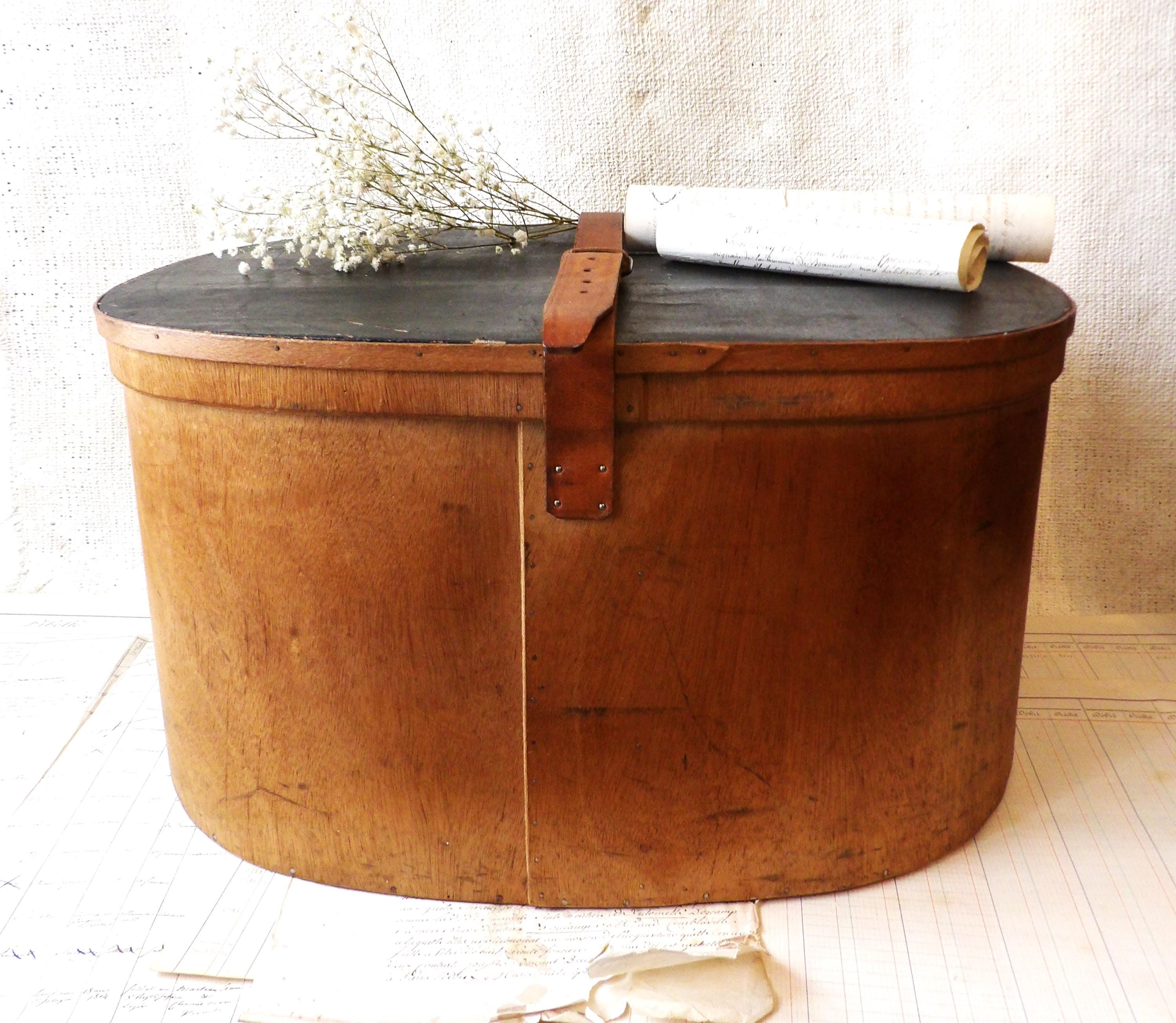 Antique Leather Hat Box - Etsy