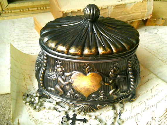 Boîte à Bijoux Ancienne En Régule - État Bon, Décoration Vintage, Pour Collection Ou Rangement