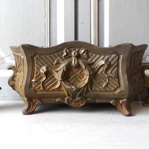 Antique French planter LARGE French jardinière circa 1900 cast iron French jardinière large bow PERFECT original patina.