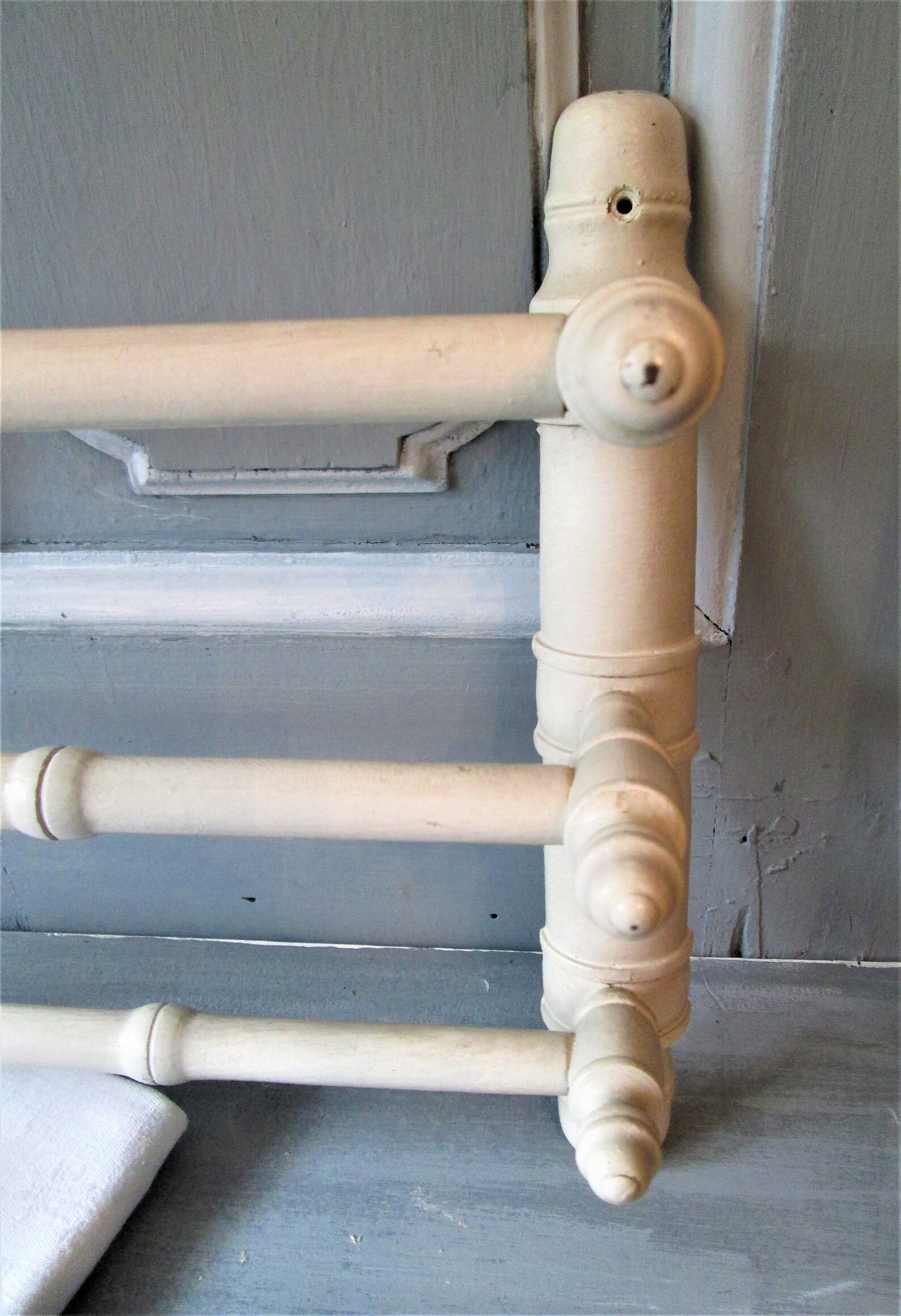 Antique French Bathroom Towel Rack 1930's 1940's Painted Turned Wood ...