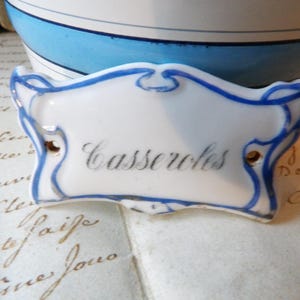 1890&#39;s porcelain sign Art Nouveau plaque CASSEROLES (pots) from an old houseware shop.