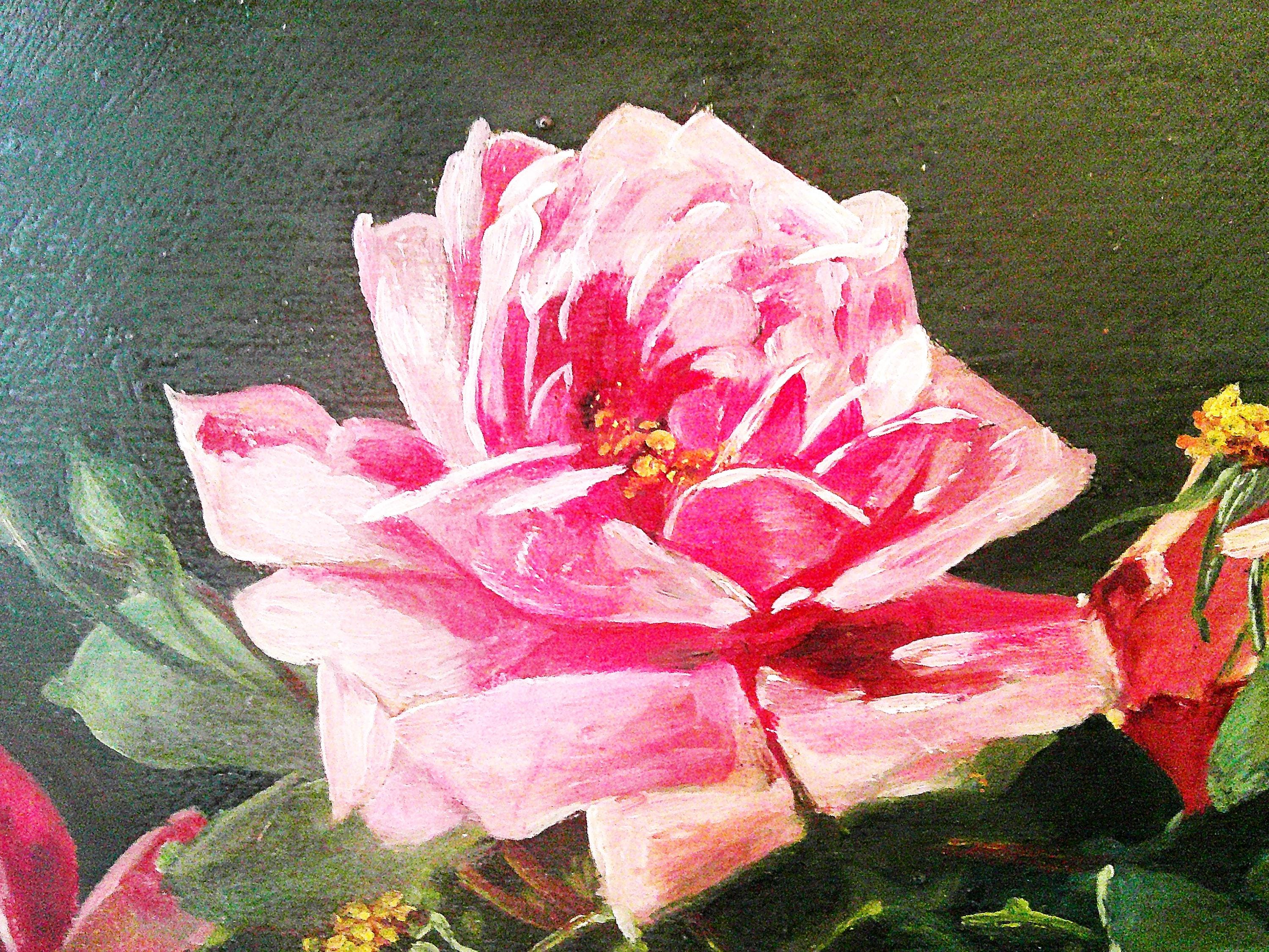アンティークのフランス製油絵、バラの花束。署名入り。 - Etsy 日本