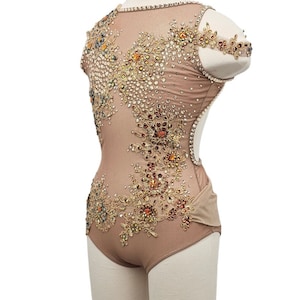 DANCE COSTUME VRC2 - leotard with flower aplique - Ready to send