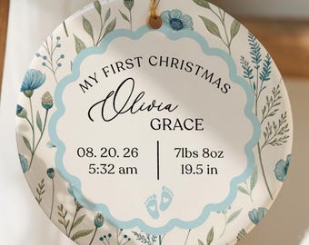 Personalized Ceramic First Christmas Ornament, Baby Keepsake, Custom First Christmas Ornament 2026, Baby First Christmas, Gift Box Included