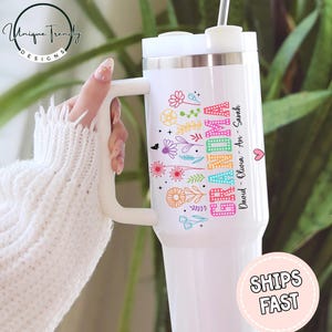 Grandma Garden Grandma Tumbler Gift, Grandma&#39;s Garden Tumbler with Handle Gifts for Grandma for Birthday Grandma Travel Mug Grandma Cup 40oz