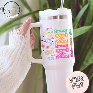Grandma Garden Grandma Tumbler Gift, Grandma&#39;s Garden Tumbler with Handle Gifts for Grandma for Birthday Grandma Travel Mug Grandma Cup 40oz