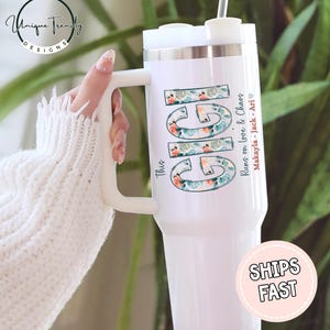 Personalized Grandma&#39;s Garden Tumbler with Handle - 40oz Travel Mug