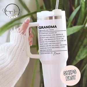 Personalized Grandma&#39;s Garden Tumbler with Handle - 40oz Travel Mug