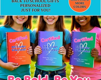 Back to School Gifts, Personalized School Supplies Essentials , First Day of School Gift, Custom School Journal Spiral Notebook  Ruled Line