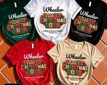 Personalized Family Christmas Shirts 2026, Custom Matching Family Shirts, Christmas Family Tees, Personalized Holiday Shirts,  Family Outfit