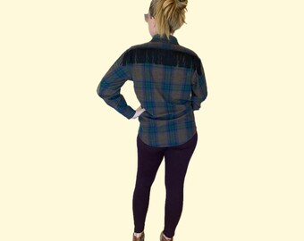 Wool, Pendleton, Long Sleeve Shirt with FRINGE!