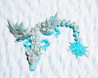 Articulated Winged Winter Dragon: 3D Printed Snowflake Fidget Toy