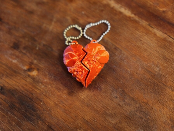 3d print, fidget, BFF, Broken Heart, zipper pull, Breakup gift, Couples keychain, Divorce party favor, stocking stuffer, pull chain ornament