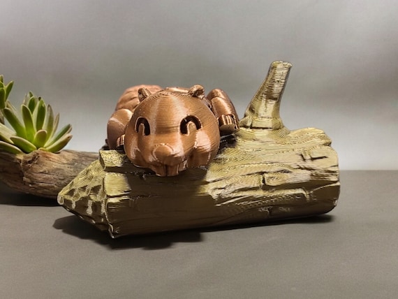 Beaver, logs, 3d print, birthday gift, gag gift, woodland, animal lover, prop, toy critter, gift for him, child toy