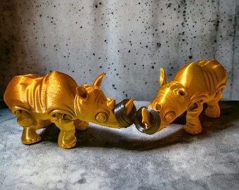 3D Printed Articulated Rhino, Glow in the Dark Fidget Toy