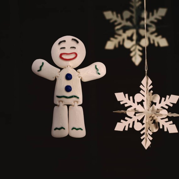 Gingerbread man, 3d print, stocking stuffer, Christmas, gift, holiday ornament, backpack zipper pull, glow in the dark, keychain, paint yo
