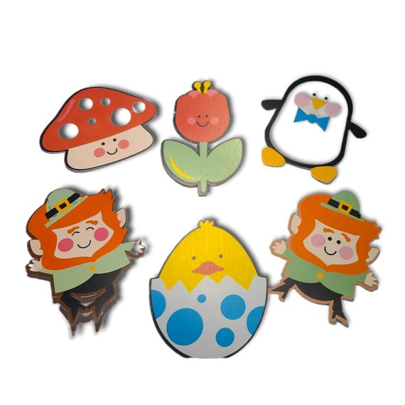 Spring lover stickers, mushroom lover, chicken stickers for laptop, Leprechaun for St Patrick's, plant mom gift, penguin sticker for water