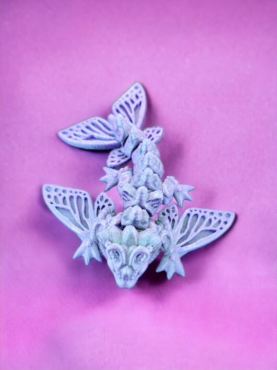 3d print, small dragon, butterfly wyvern, keychain, stocking stuffer, glow in the dark, butterfly, birthday, party favor, treasure box