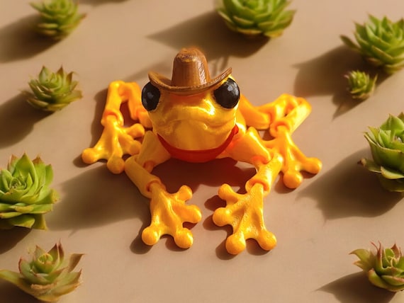 3d print  frog, western, amphibian, country, for a girl, cowboy hat, cowboy, kid toy, party favors, fidget, birthday gift