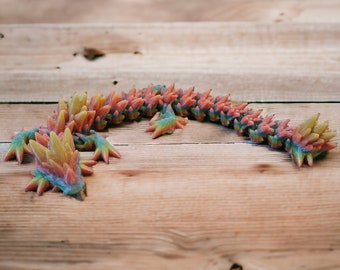 3D Printed Armored Spike Dragon: Fidget Figurine Toy