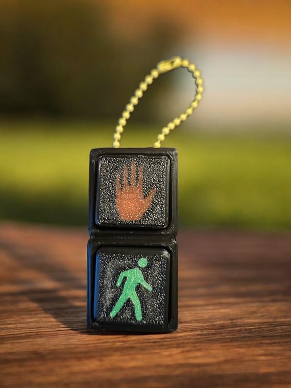 3d print, clicker, pedestrian lights, stop, go, crosswalk, gift, tactile, sensory, Keychain, Clicky Fidget, Stim toy, Spring, Emotion, Faces