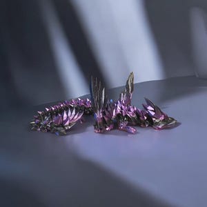Crystal wing dragon, 3d print, gem, diamonds, fidget, glow in the dark, birthday gift, Christmas, stocking stuffers, fairytale
