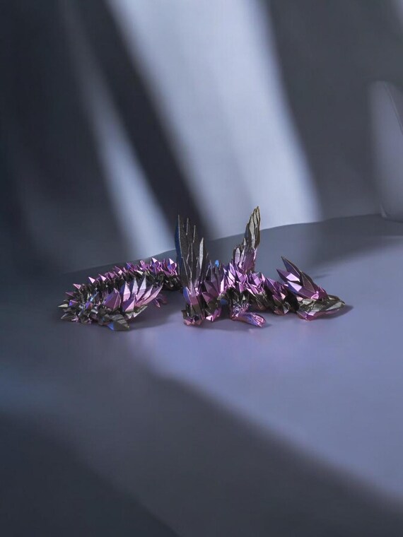 Crystal wing dragon, 3d print, gem, diamonds, fidget, glow in the dark, birthday gift, Christmas, stocking stuffers, fairytale