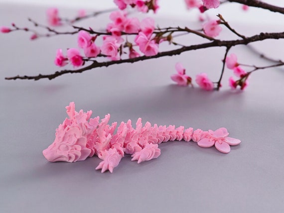 3d print, Cherry Blossom Dragon, for mom, floral dragon, gift for wife, flower lover, gardener, birthday gift, gift for her, mother's day