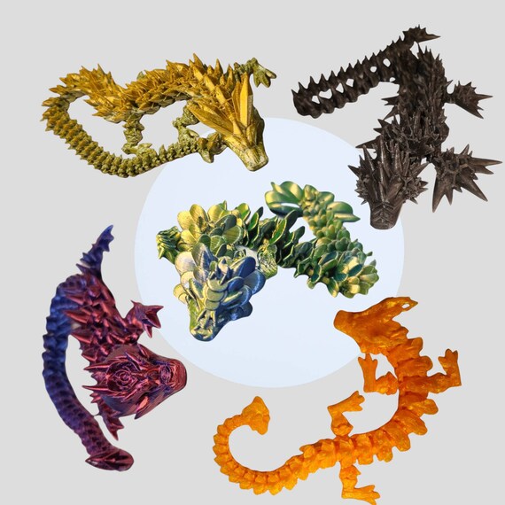 3d print, Dragon bundle, for a kid,  birthday gift, for a teenager, glow in the dark, for him, mystic lovers, value, rose, crystal, clover