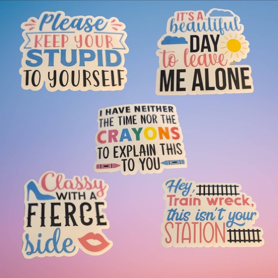 Adult funny stickers, adult party favors, sarcastic water bottle sticker, laptop decals, gift for her, leave me alone stickers for