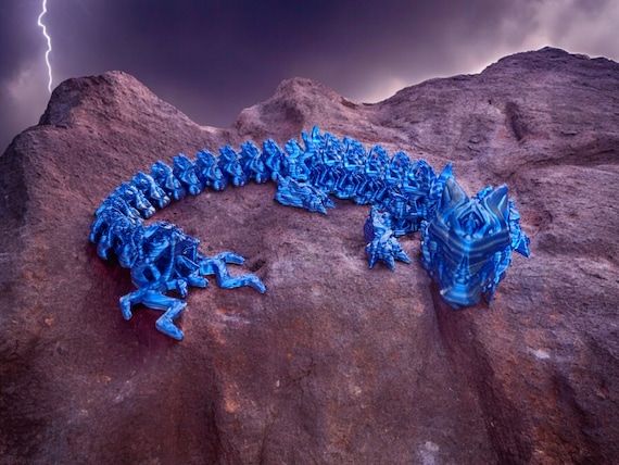 3d print, dragon, Storm dragon, for a teenager, birthday gift, glow in the dark, for an adult, lightning, weather lover, for her, for him