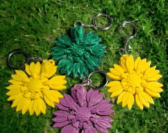 3D Print Sunflower Keychain: Backpack Zipper Pull, Gardener Gift