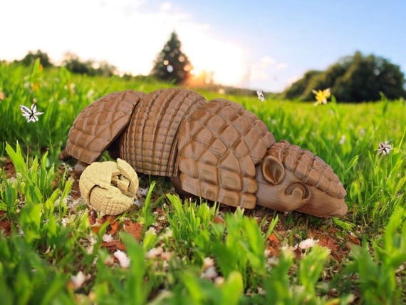 Armadillo, 3d print, Armored pig, Rolling armored ball, birthday, gag gift, woodland, animal lover, prop, critter, gift for him, child toy