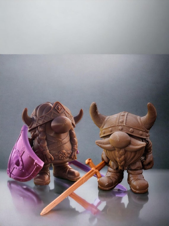 Viking Gnome Couple, 3d gnome, Nordic toy, Warrior, 3d printed toys, gnome lover gift,  fidget toy for kids, child birthday gift, Medieval